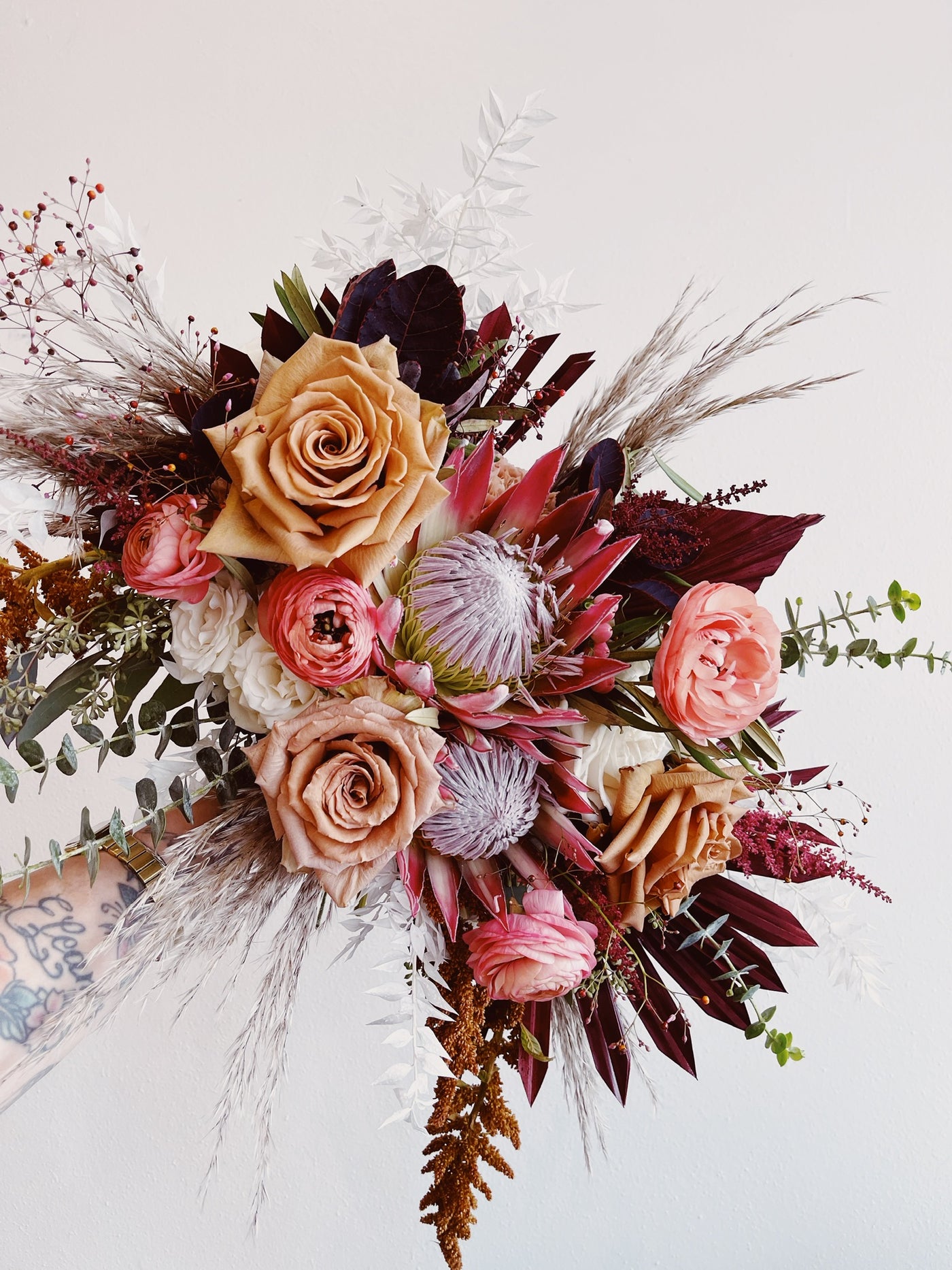 Premium Photo  Bridal bouquet of dried wildflowers and dried flowers